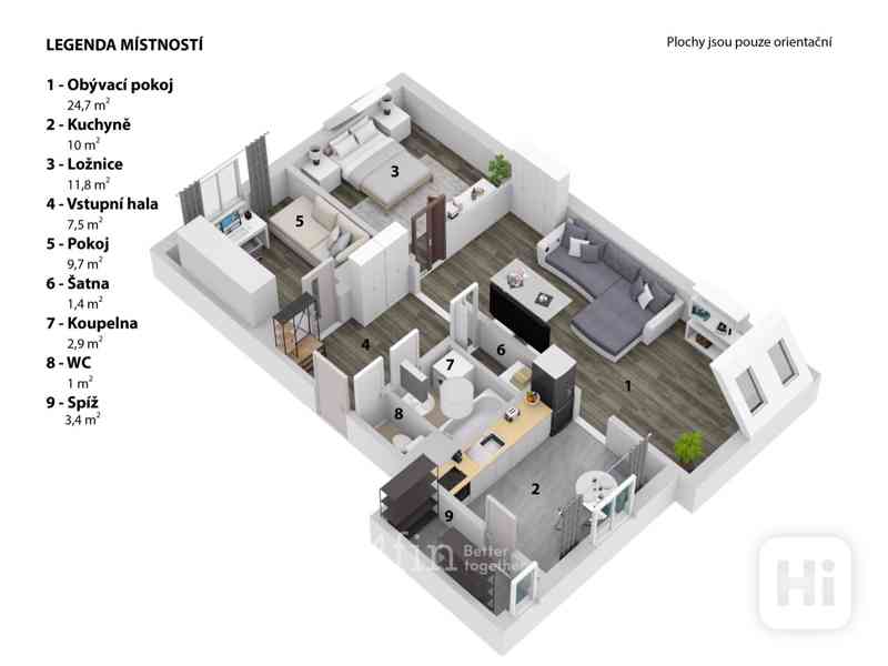 Prodej krásného bytu 3+1 s výhledem na Říp, 86 m2 Střemy - foto 19