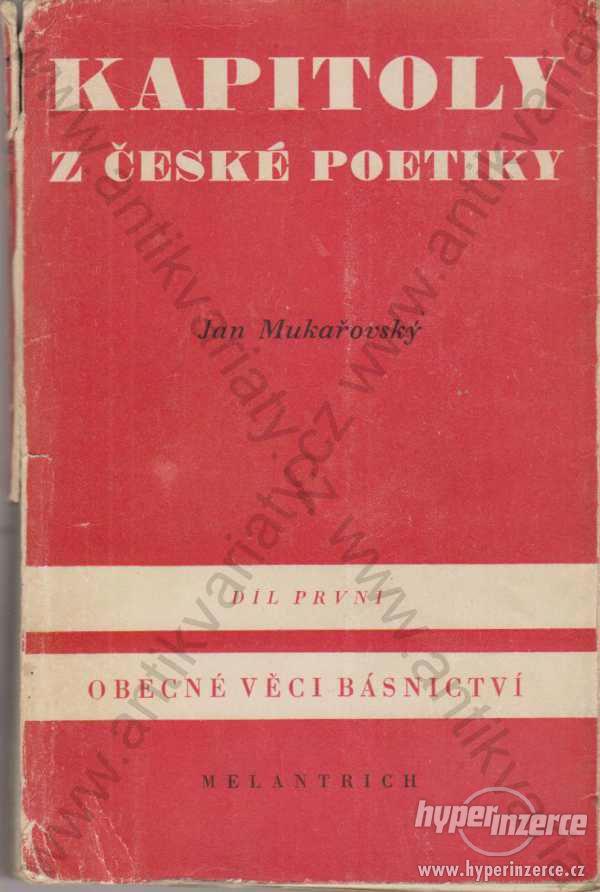 Kapitoly z české poetiky díl 1. Jan Mukařovský - foto 1