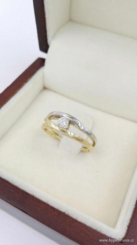 Zlatý prsten s briliantem krásný zánovní zásnubní prsten - foto 2