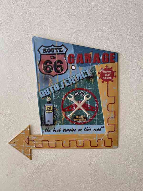 Route 66 garage - plechová cedule - foto 1