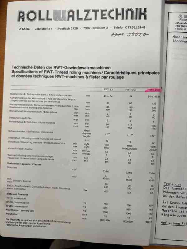 Použitá válcovačka závitů ABELE RWT 20 X, 1982 - foto 8