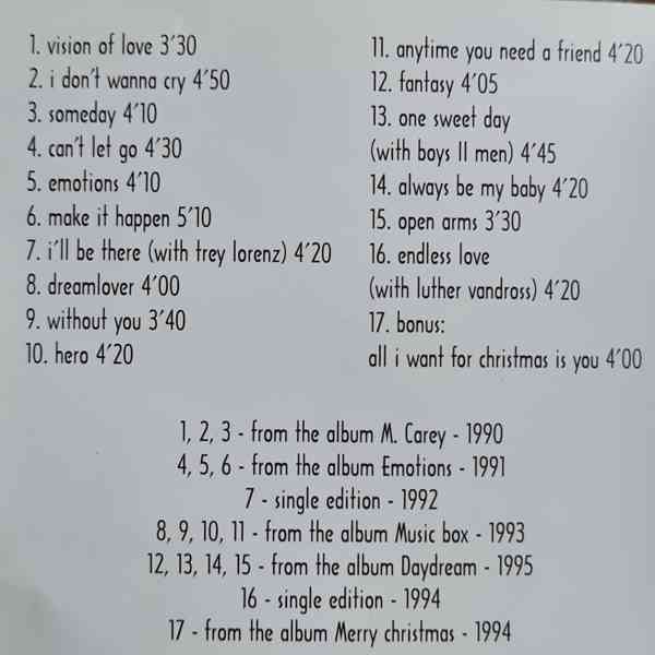 CD - MARIAH CAREY / Immaculate Collection - foto 2