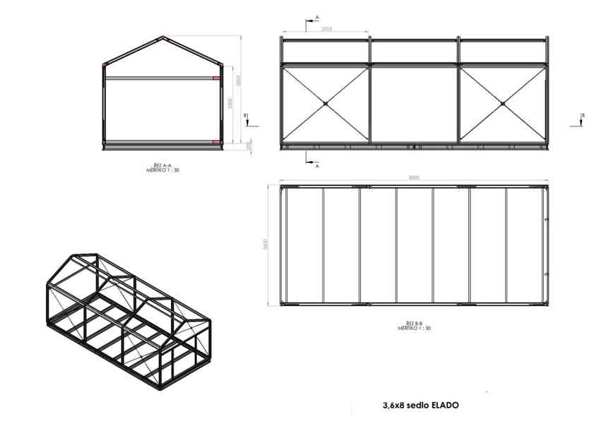 Ocelový rám pro montovaný domek/kontejner 8 × 3,6 m - foto 9