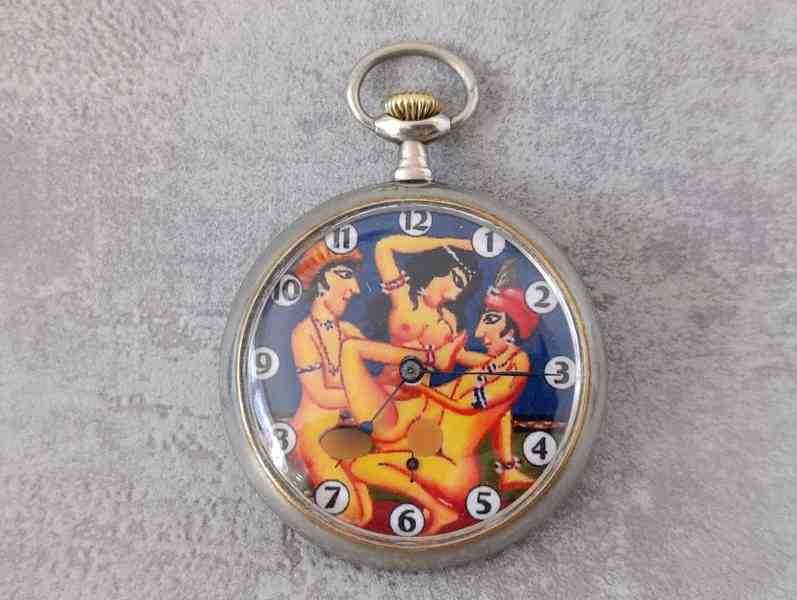 Starožitné kapesni hodínky JUNGHANS erotika erotický motiv, - foto 18