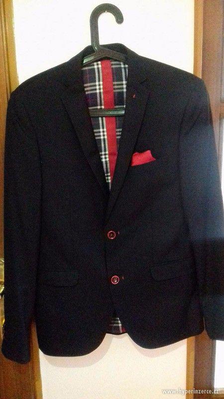 Pánský, tmavě modrý oblek (slim fit) - foto 5