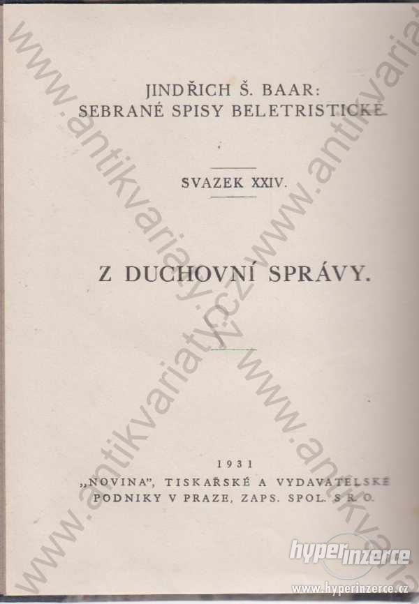 Z duchovní správy Jindřich Baar Novina Praha 1931 - foto 1