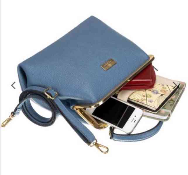 Luxusní dámská kožená kabelka Peterson modrá  - foto 5