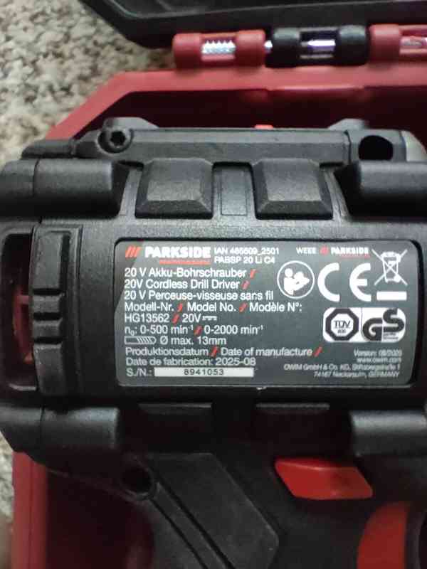 Nový aku šroubovák Parkside vč. příslušenství, 5 let záruka. - foto 5