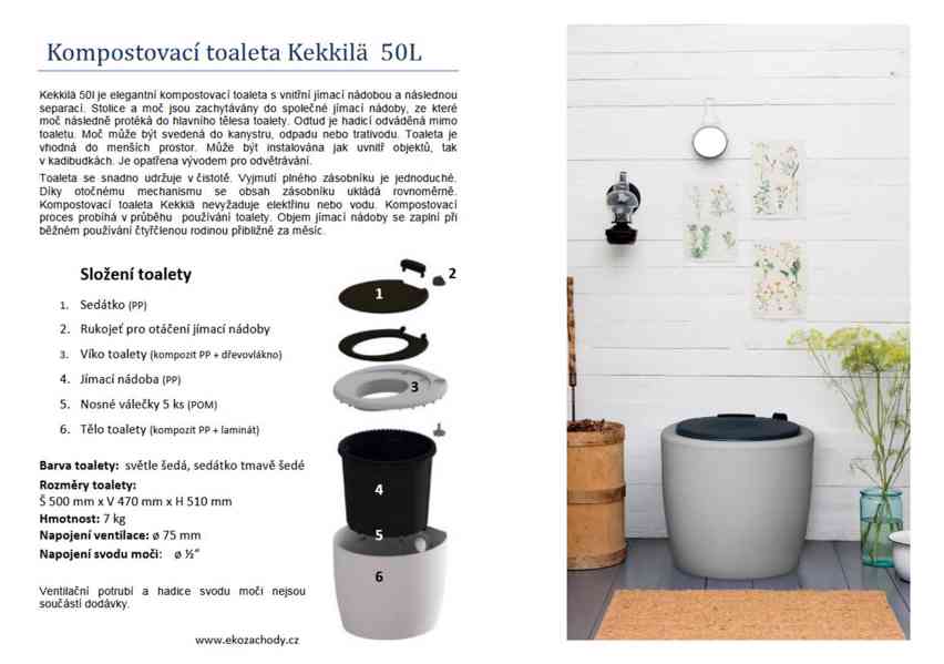 Toaleta, WC na zahradu, chatu- kompostovací, přenosná - foto 4