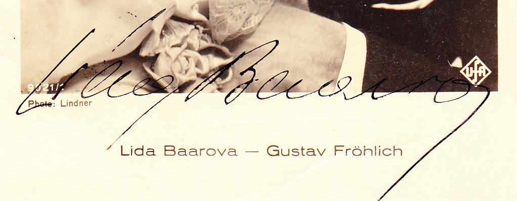 Lída Baarová - propagační portrét s autogramem, top stav   - foto 3