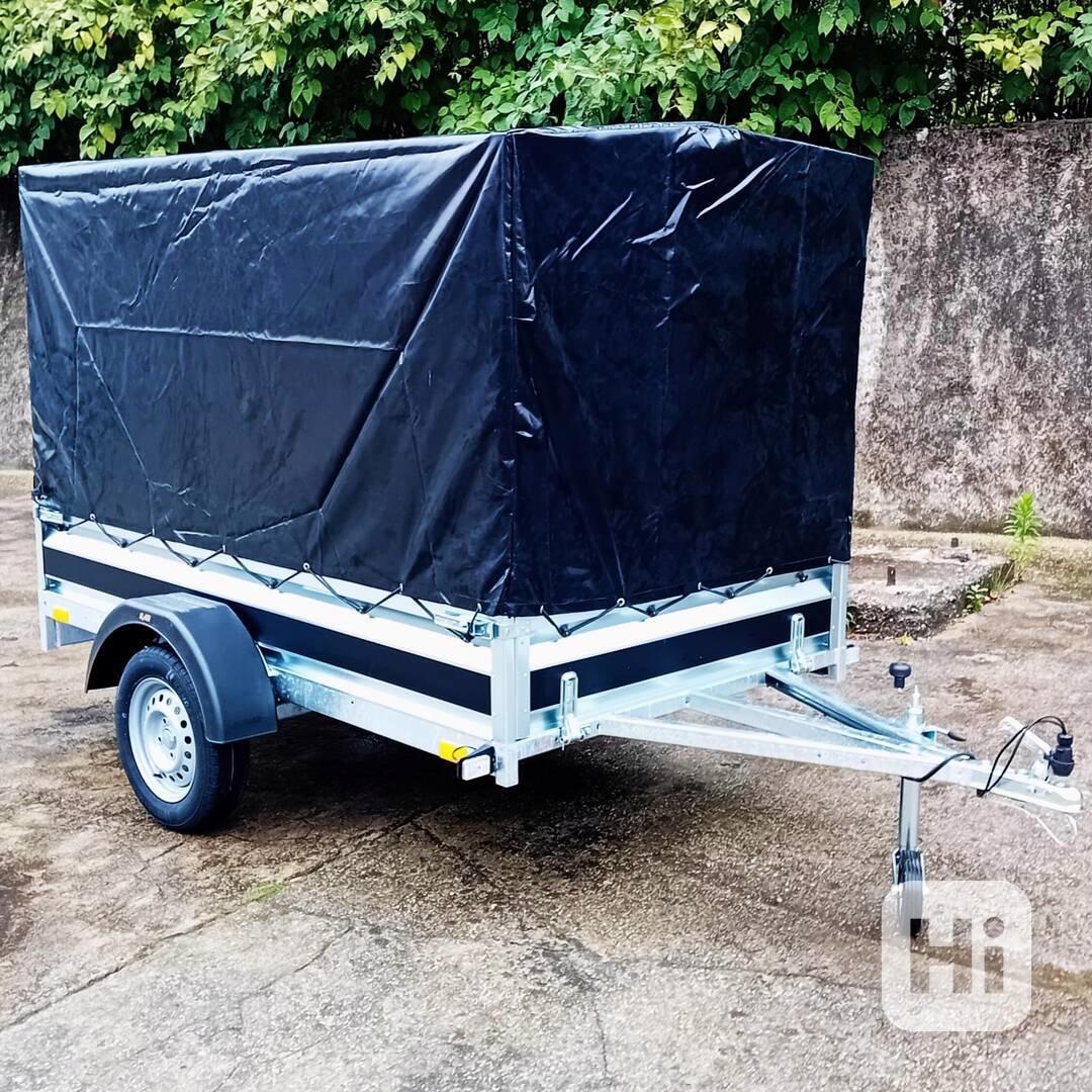 Nový přívěsný vozík 2,35mx1,30 +plachta, svařovaný rám,DPH - foto 1