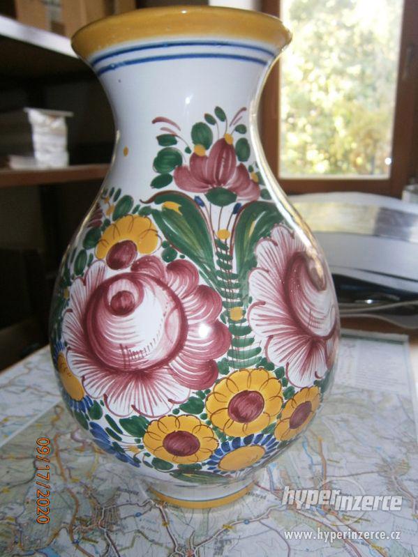 keramika váza 24cm, fajáns, tupesy - foto 1