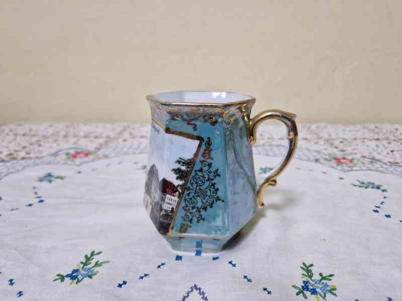 Vzácný starý zlacený malovaný Hrnek Vejprty - foto 4