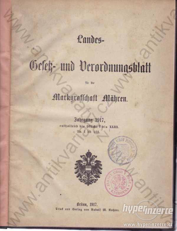 Landes: Gesetz und Verordnungsblatt 1917 - foto 1