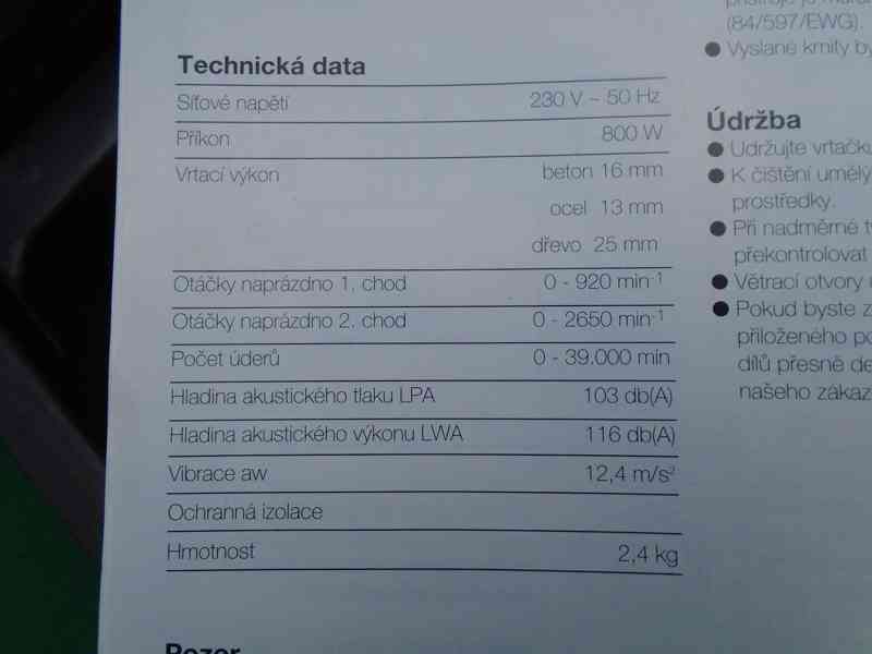 Kvalitní příklepová vrtačka Herkules BME 800 zánovní německá - foto 7