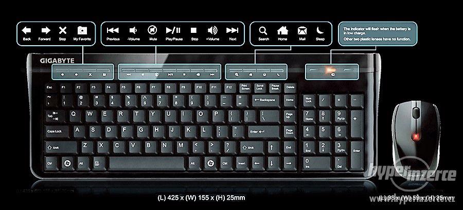 Bezdrátová klávesnice s myší GIGABYTE KM7580 CZ - foto 6