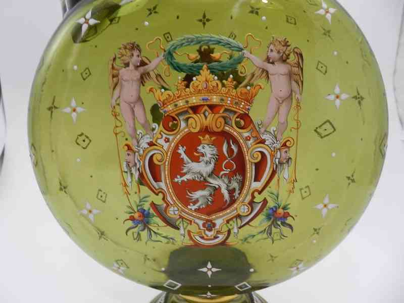 Luxusní novorenesanční malovaný obří Džbán s poklopem Čechy - foto 4