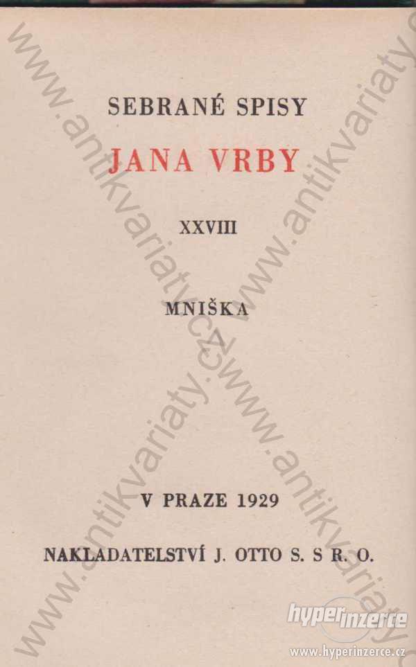 Mniška Jan Vrba J. Otto, Praha 1929 - foto 1