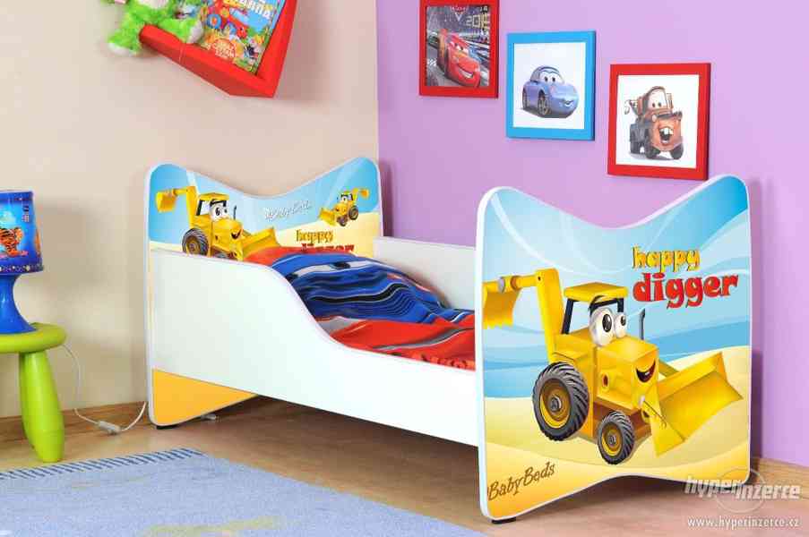 detska postel s motivem bagru 140x70 a zabranou - foto 1