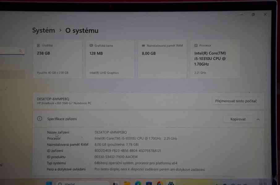 HP EliteBook x360 1040 G7 i5/8GB/SSD 256GB NVMe/záruka - foto 3