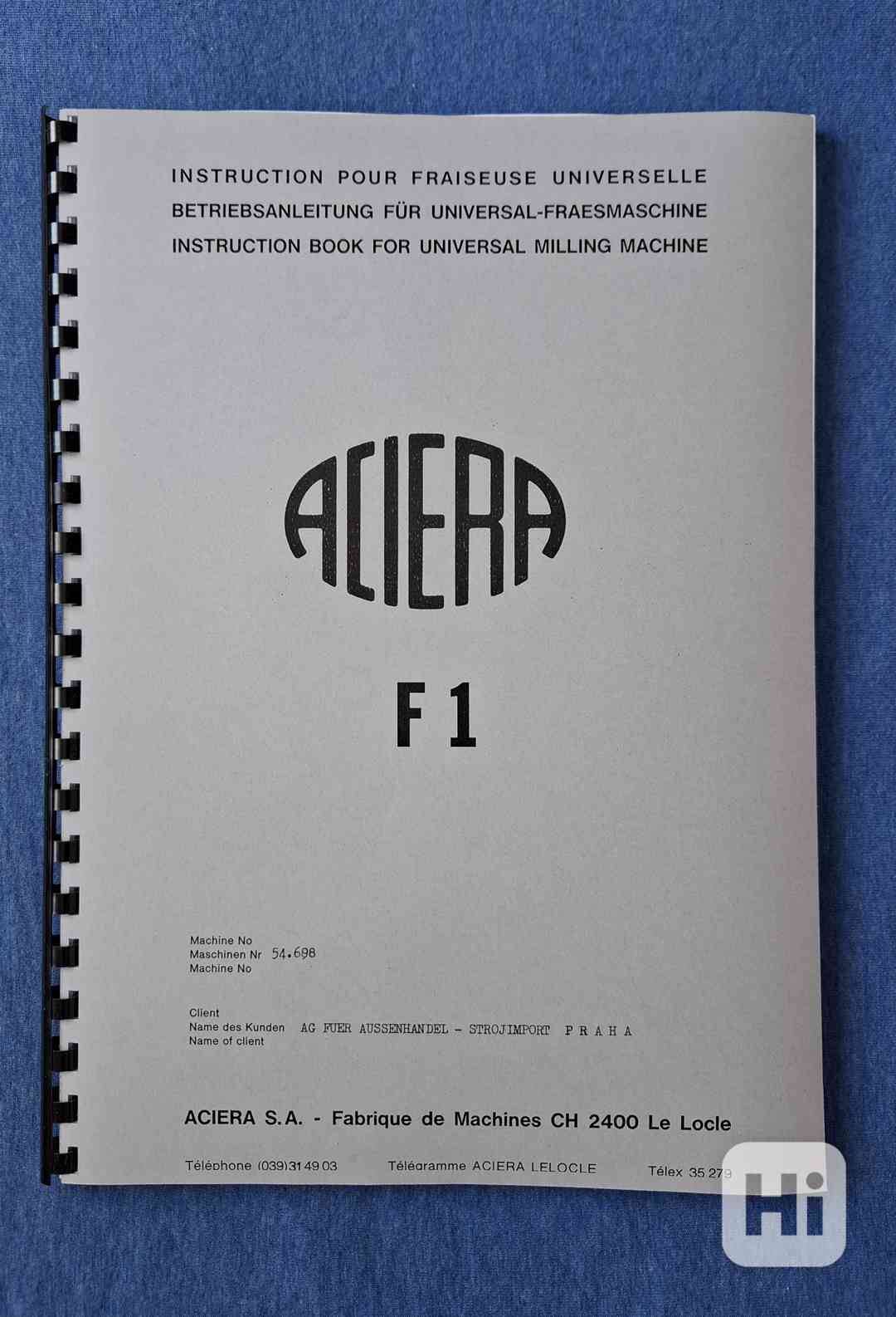 Navod frézky ACIERA F1 - foto 1