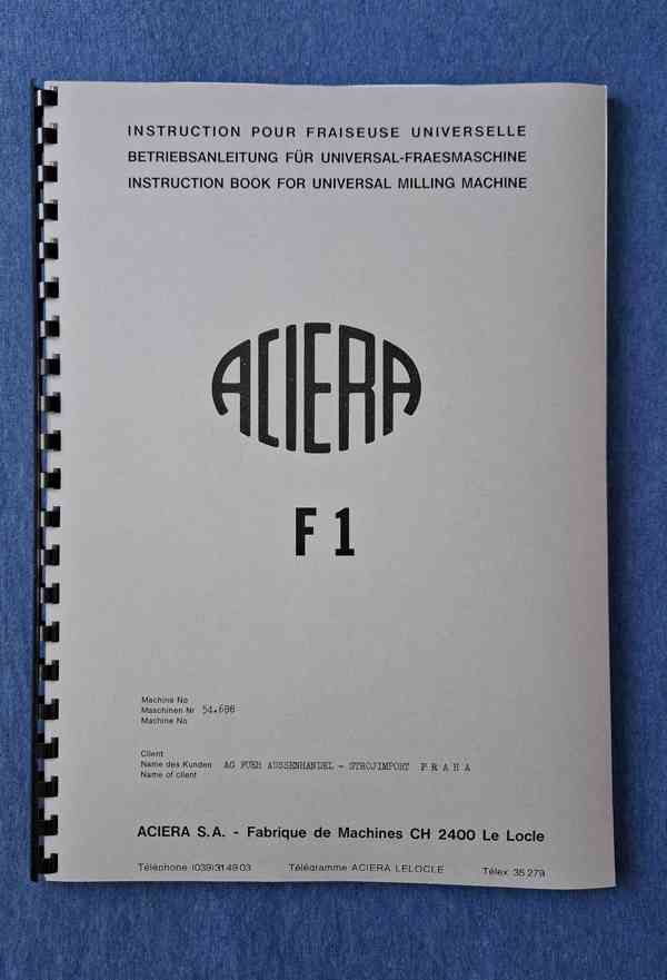 Navod frézky ACIERA F1 - foto 1