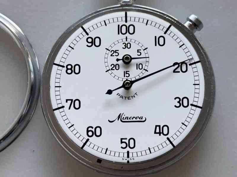 Švýcarské kapesní stopky MINERVA – funkční, krásný stav - foto 3
