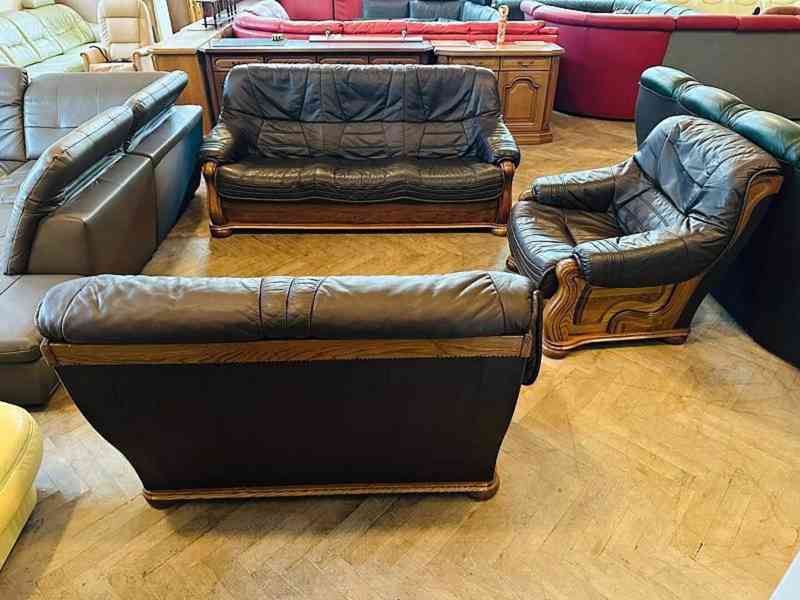  609 Rustikální kožená sedací souprava sedačka 3+2+1 masiv  - foto 4