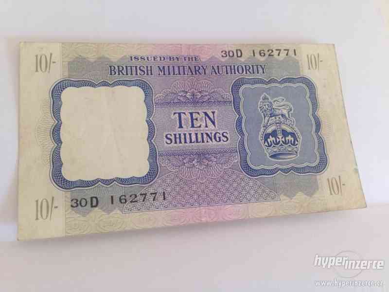Prodám bankovku British Military Authority, 10 Shilinků - foto 2