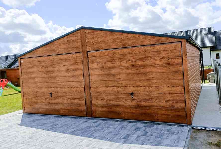 Plechová garáž 6m x 6m, sedlová střecha, 2 x vrata TS121 - foto 2