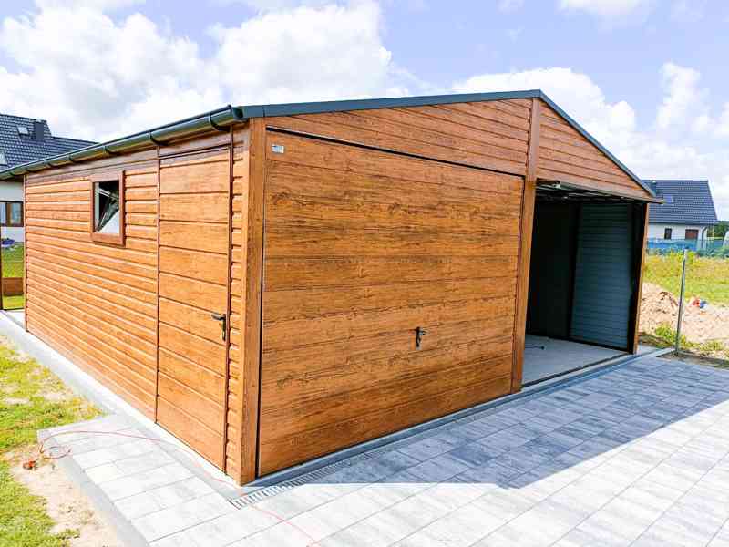 Plechová garáž 6m x 6m, sedlová střecha, 2 x vrata TS121 - foto 8