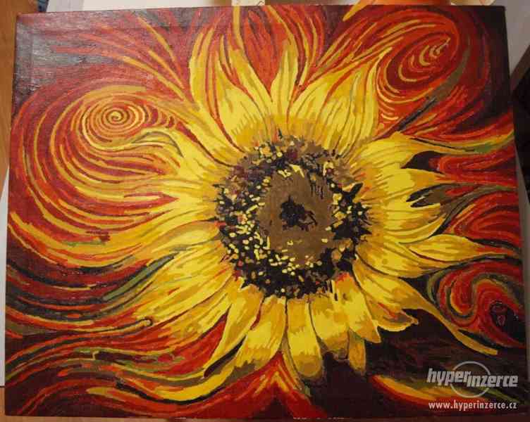 VLASTNORUČNĚ MALOVANÝ OBRAZ SLUNEČNICE - foto 1