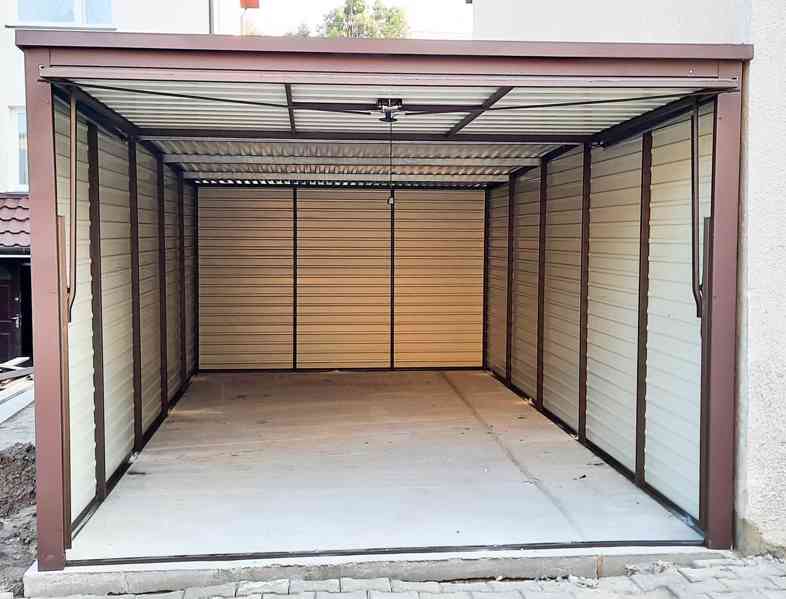 Plechová garáž 3m x 6m spád dozadu - výklopná vrata TS269 - foto 3