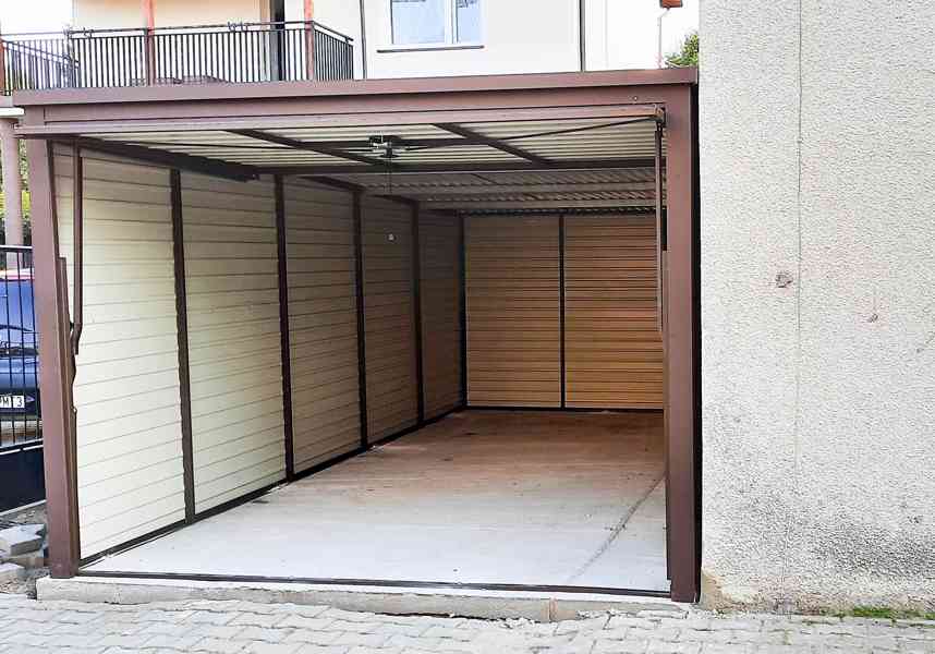 Plechová garáž 3m x 6m spád dozadu - výklopná vrata TS269 - foto 4