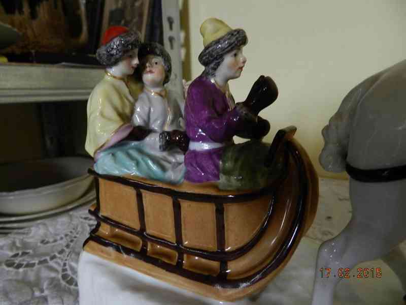 Malované sousoší Kůň Spřežení Saně Rusko - SAMSON PARIS  - foto 6