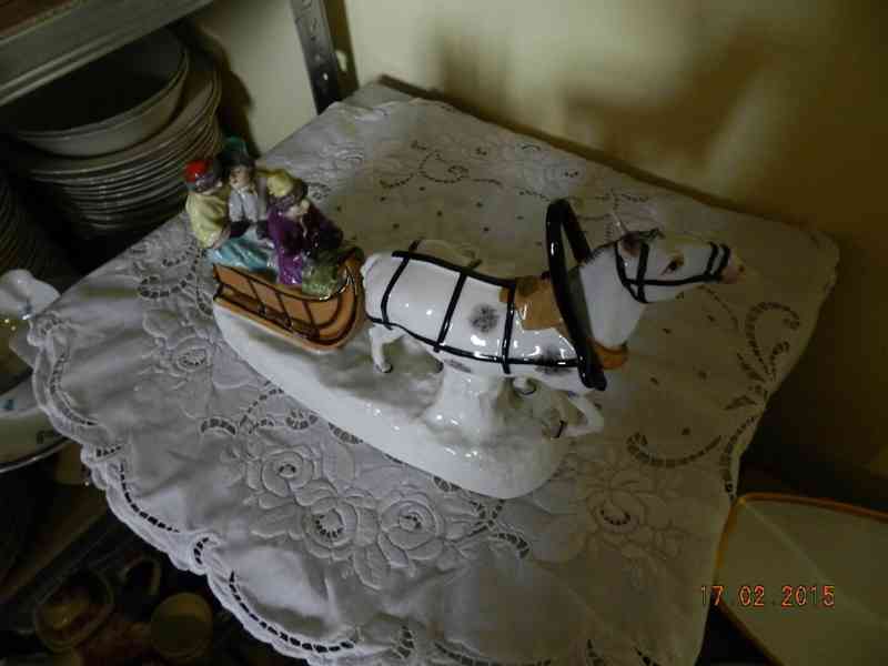 Malované sousoší Kůň Spřežení Saně Rusko - SAMSON PARIS  - foto 5