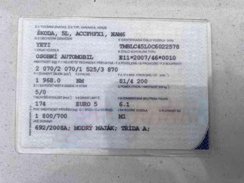 Škoda Yeti 2.0 TDI, 81 kW, 2011 – od 35 000 Kč (aukce) - foto 14