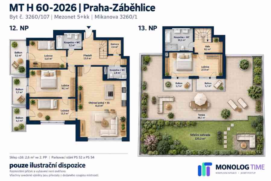 BJ Praha-Záběhlice, mezonet 5+kk, 12.–13. NP, 155,20 m2 včet - foto 2