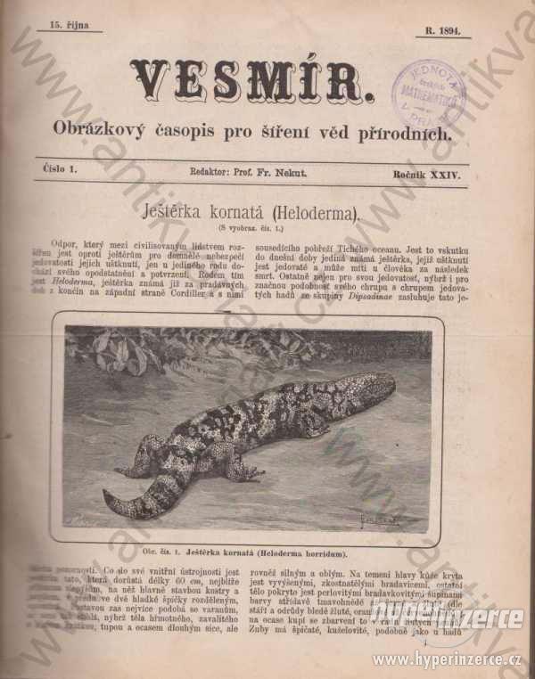 Vesmír, ročník XXIV. 1894 - 1895  František Nekut - foto 1