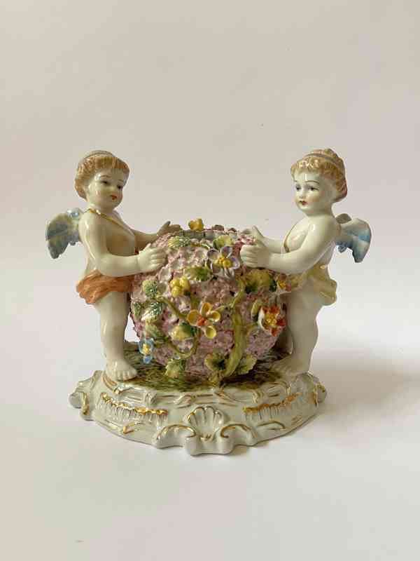 Vázička s anděly a květinami - porcelánová - foto 1