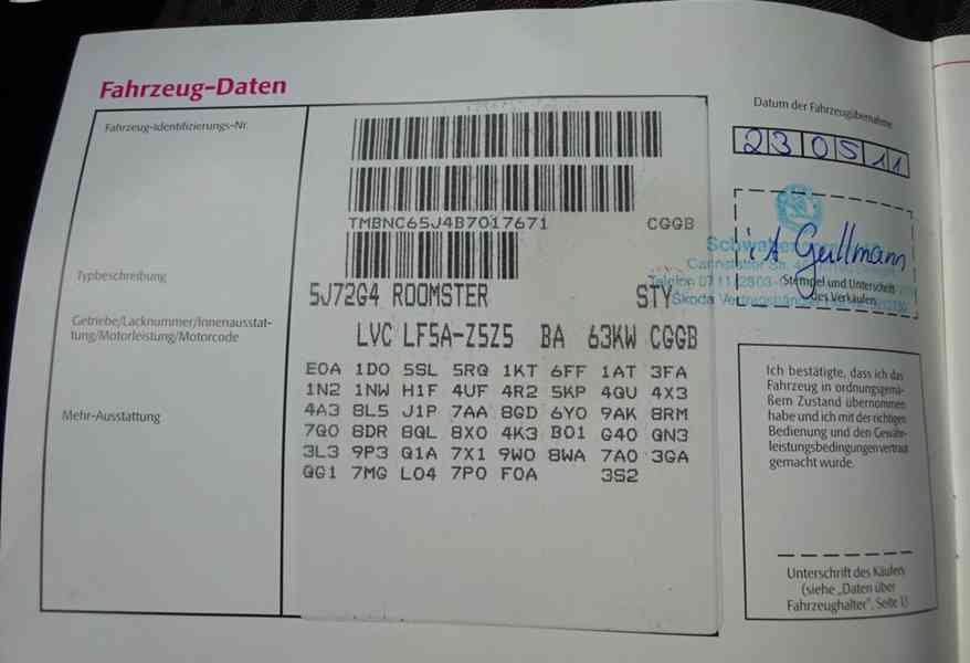 Škoda Roomster 1.4i 16V r.v.2011 (63 kw) serviska - foto 21