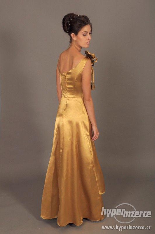 Prodám NOVÉ dlouhé společenské zlaté šaty E020 - foto 3