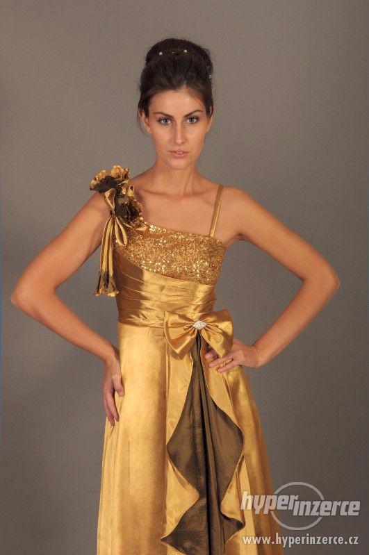 Prodám NOVÉ dlouhé společenské zlaté šaty E020 - foto 4
