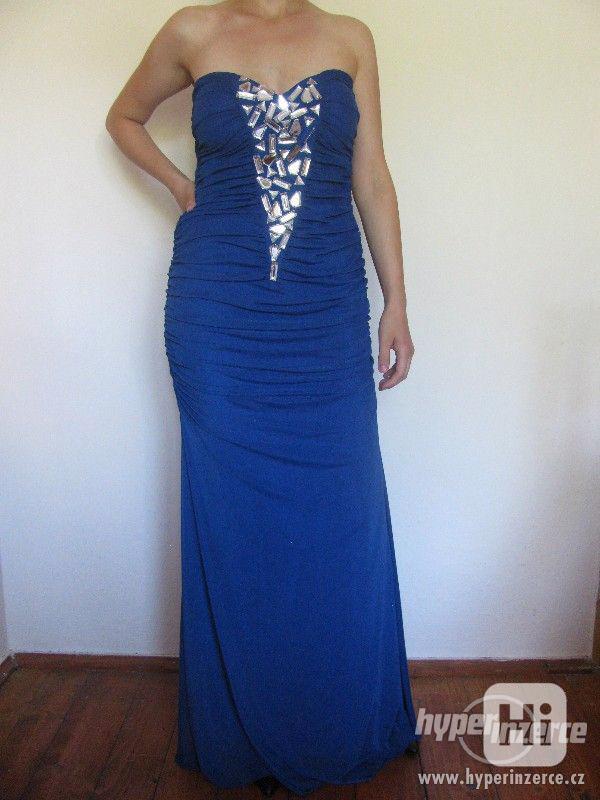 Modré dlouhé šaty-SLEVA na 850 Kč - foto 1