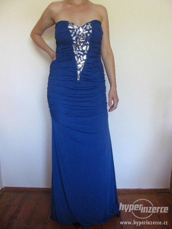 Modré dlouhé šaty-SLEVA na 850 Kč