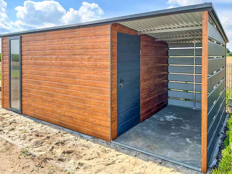 Zahradní domek 4x3m + přístřešek 2m-  dveře - okno - TS891 - foto 3