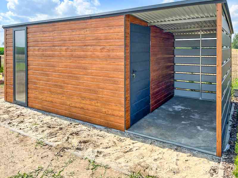 Zahradní domek 4x3m + přístřešek 2m-  dveře - okno - TS891 - foto 2