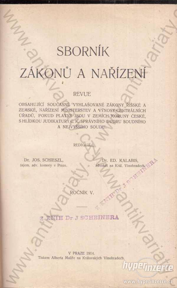 Sborník zákonů a nařízení - ročník V. 1914 - foto 1