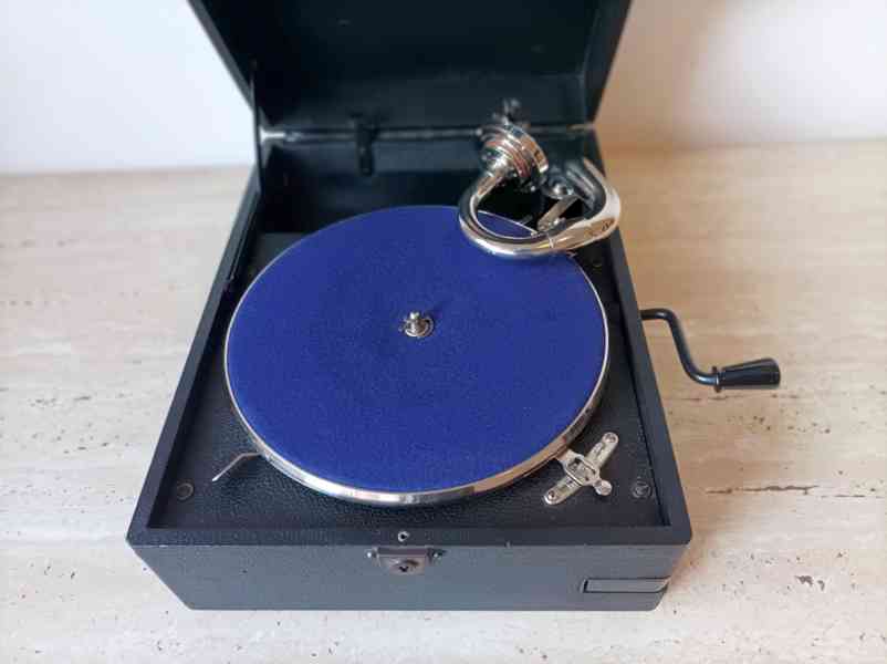 Starožitný anglický gramofon na kliku značky Columbia  - foto 9