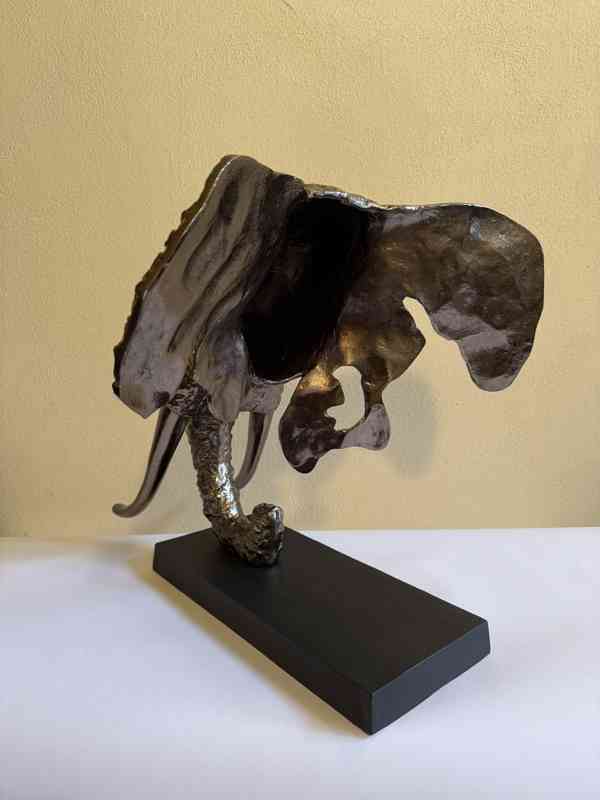 Hlava slona 59 cm - socha kovová dekorace - foto 5